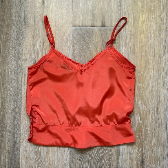 Vintage Y2K Tramp Ruffled Sleeveless Blouse Tank Salmon Coral Orange - Medium - Picture 2 of 11